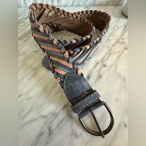 Braided Belt in Blue, Brown and Gray